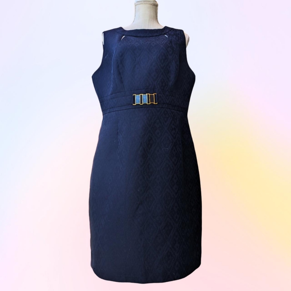 Blue jacquard sleeveless dress from Tahari by Arthur S. Levine, Size 14
